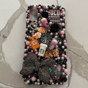 Custom Starbucks Jeweled iPhone X phone case